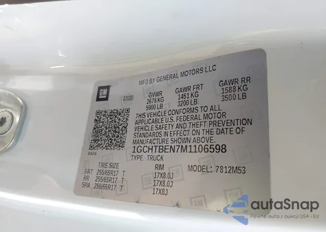 2021 Chevrolet Colorado 4Wd Long Box Wt z USA, uszkodzony, nr VIN 1GCHTBEN7M1106598